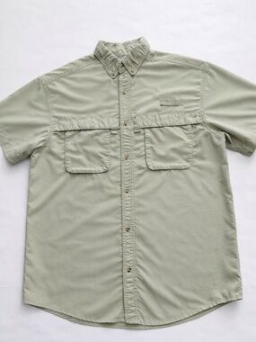 L.L. Bean Men’s Fishing Shirt M Light Brown Vented Outdoor Hiking Camping.